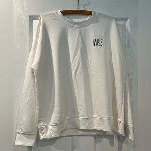 Rae Dunn MRS. Sweater White With Black Writing Size Medium